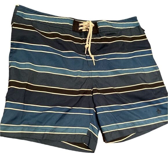 Penguin Men’s Swim Trunks Size 34 Stripes - Picture 1 of 11